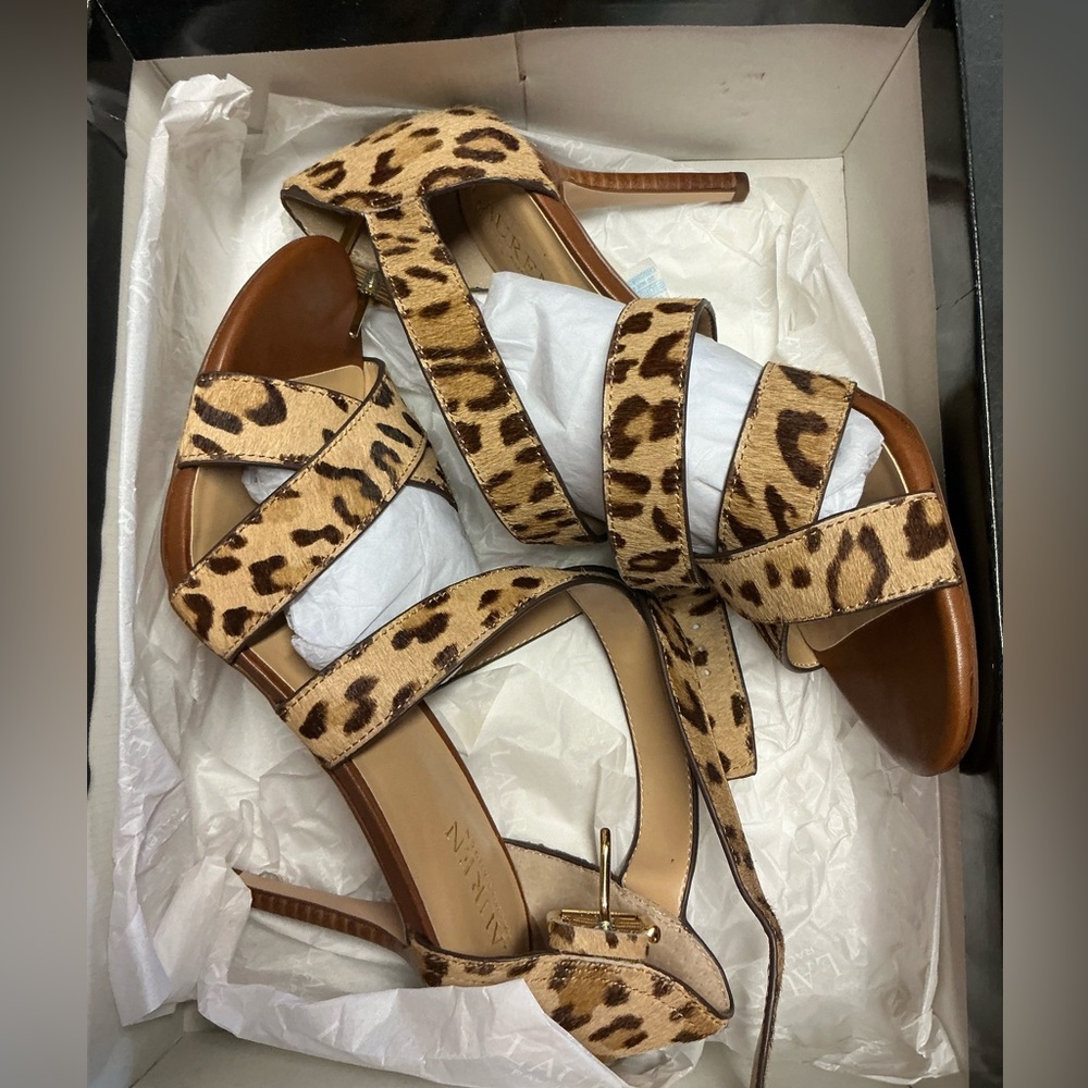 NWT Ralph Lauren Womens Gisella‎ Calf Hair Dressy Open Toe Pumps 9.5